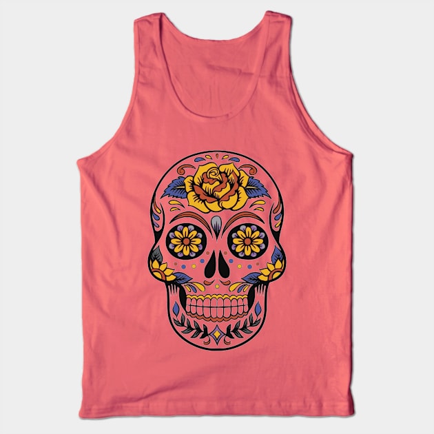 Mexican Candy Skull Tank Top by BottlesOfBooks